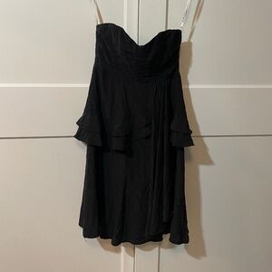 Nanette Lepore Black Silk Strapless Tiered Dress